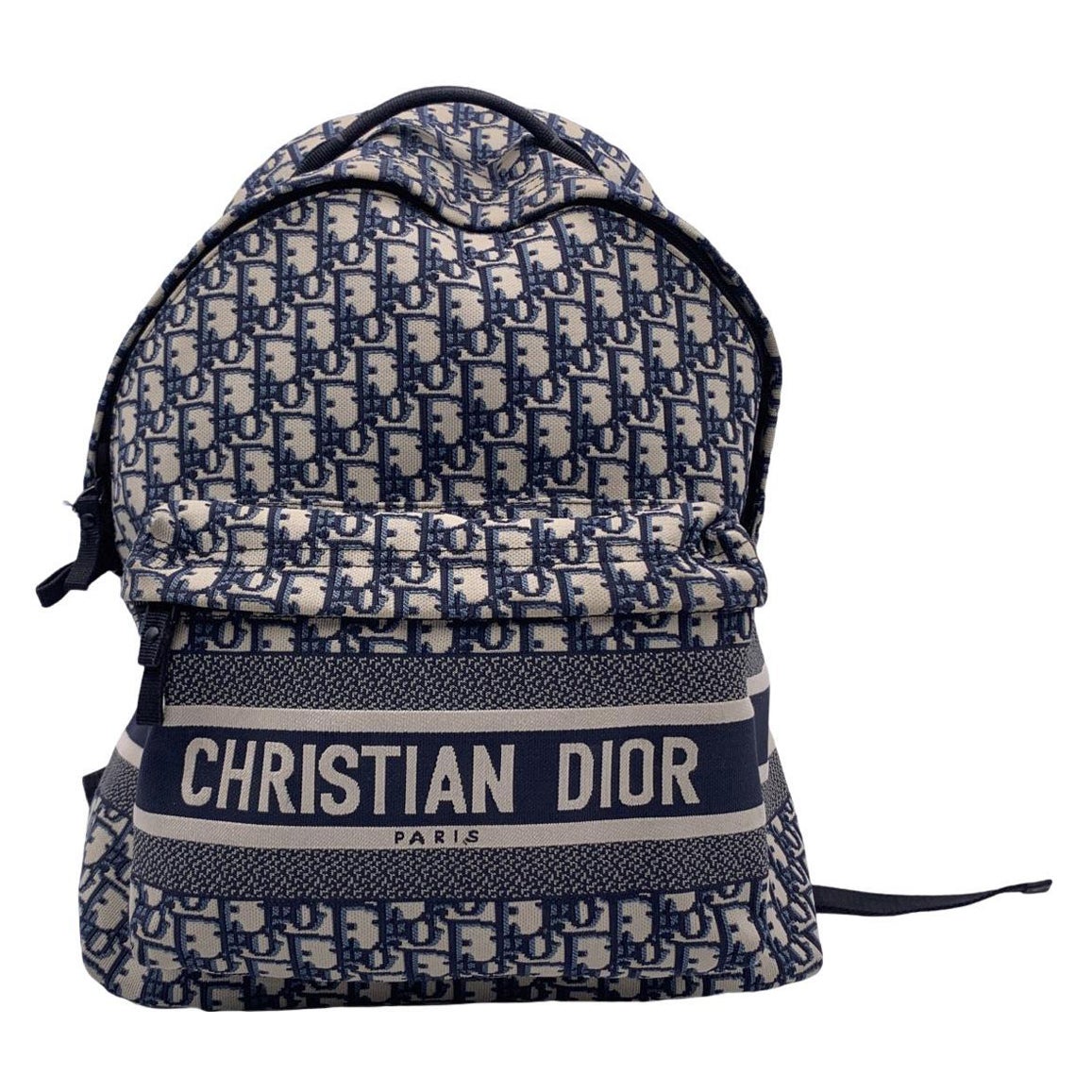Christian Dior Blue Oblique Canvas DiorTravel Backpack Bag For Sale