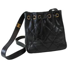 Retro Chanel Caviar Quilted Drawstring Bag 