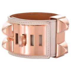 Hermes CDC Collier de Chien Bracelet Craie Rose Gold Medor JaneFinds 5