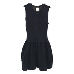 CHANEL Sleeveless Coco Mark Cotton Black Dress