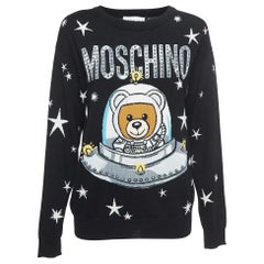 Moschino Couture Schwarzer Space Teddybär-Wollpullover XS