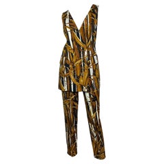 Gianfranco Ferre, pantalon vintage avec boutons en bambou, années 1980