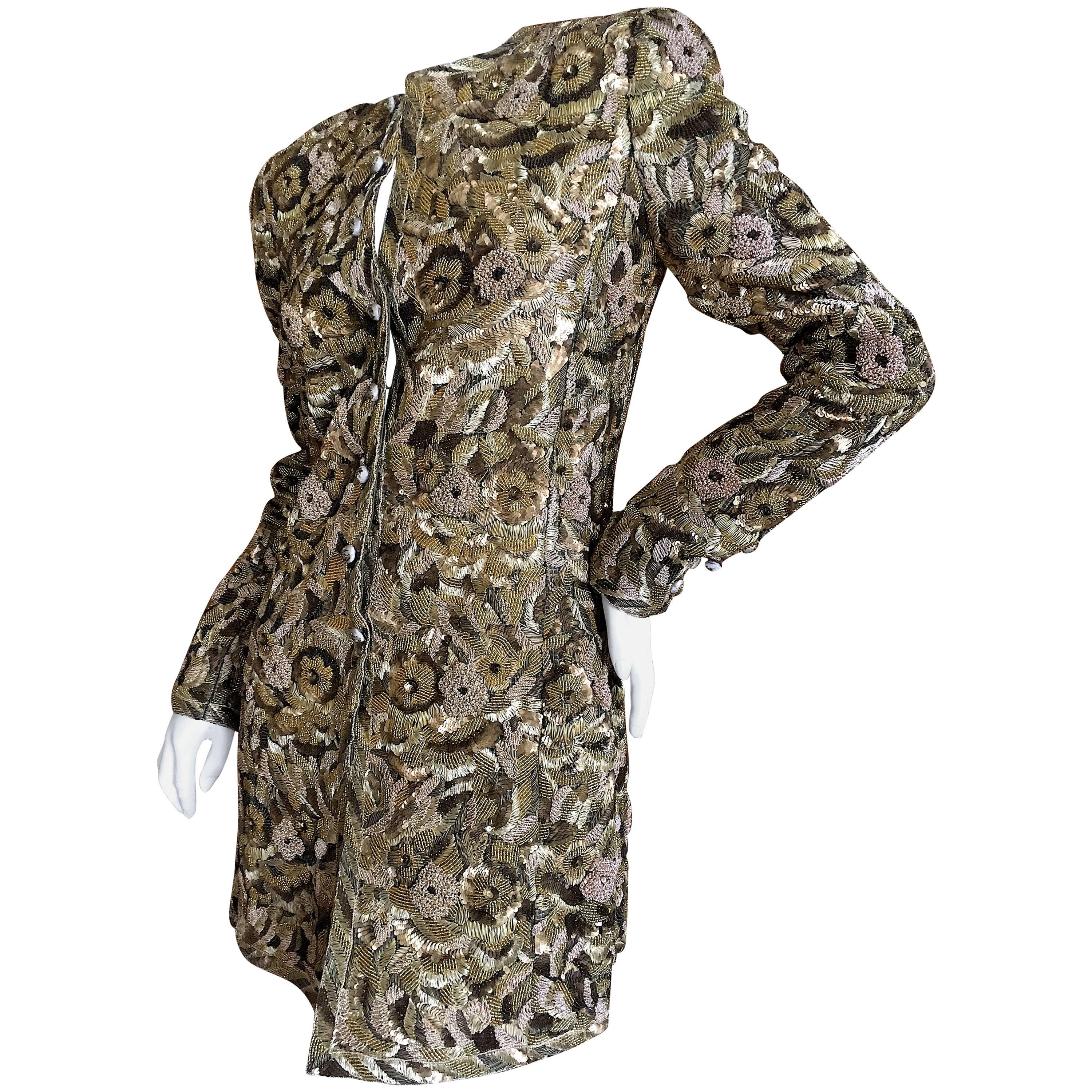 Balmain Haute Couture Lesage Embellished Dress or Jacket by Oscar de la Renta For Sale