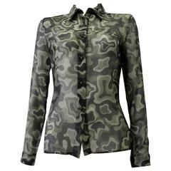 Vintage Istante By Gianni Versace Silk Sheer Militaire Shirt
