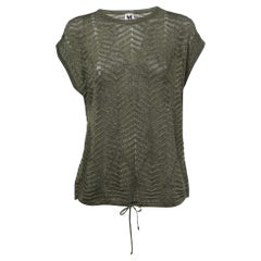 M Missoni Green Lurex Knit Drawstring Hem Top S