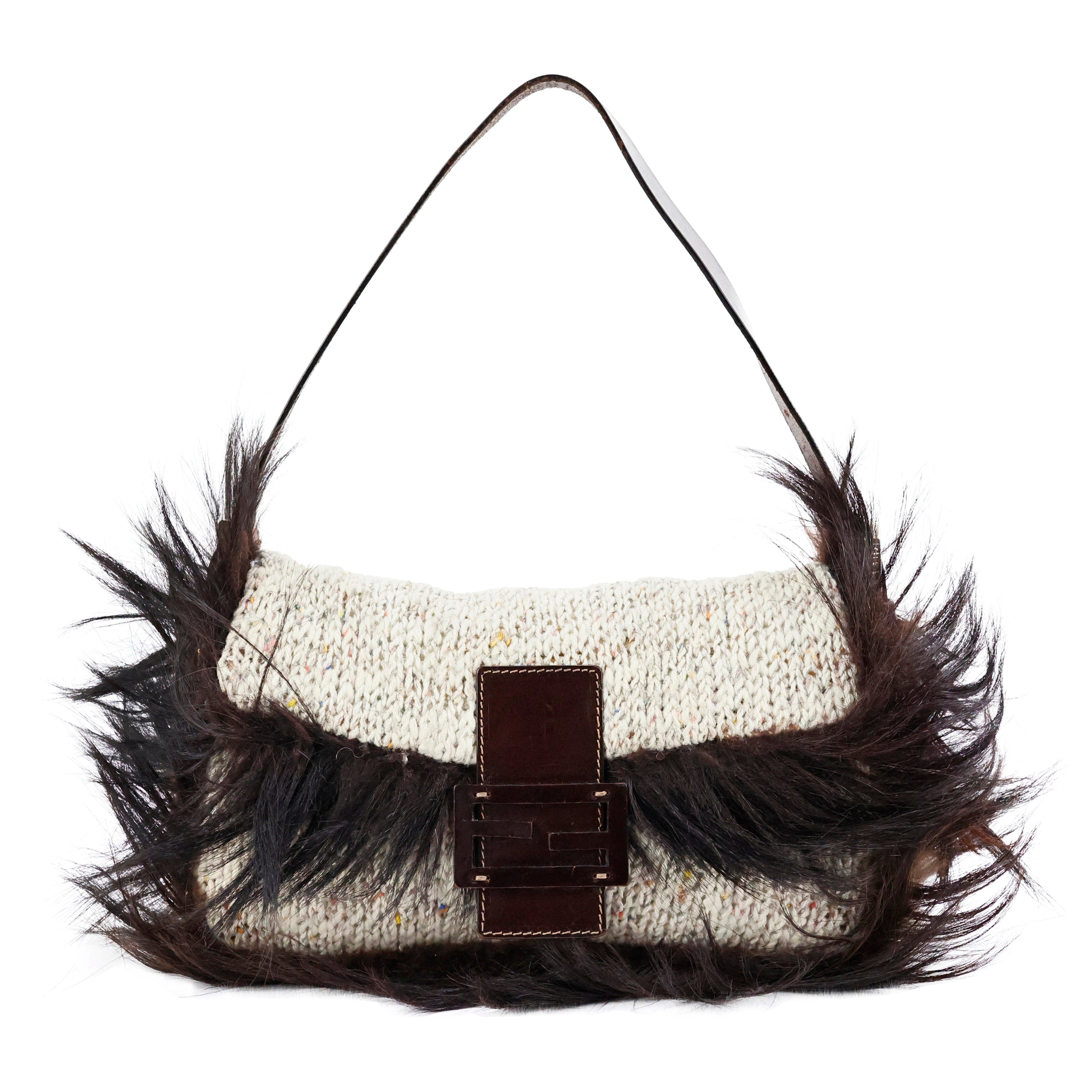 Fendi Knitted Baguette with Fur For Sale