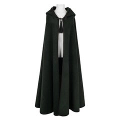 Retro Yves Saint Laurent Long Dark-Green Wool Cape