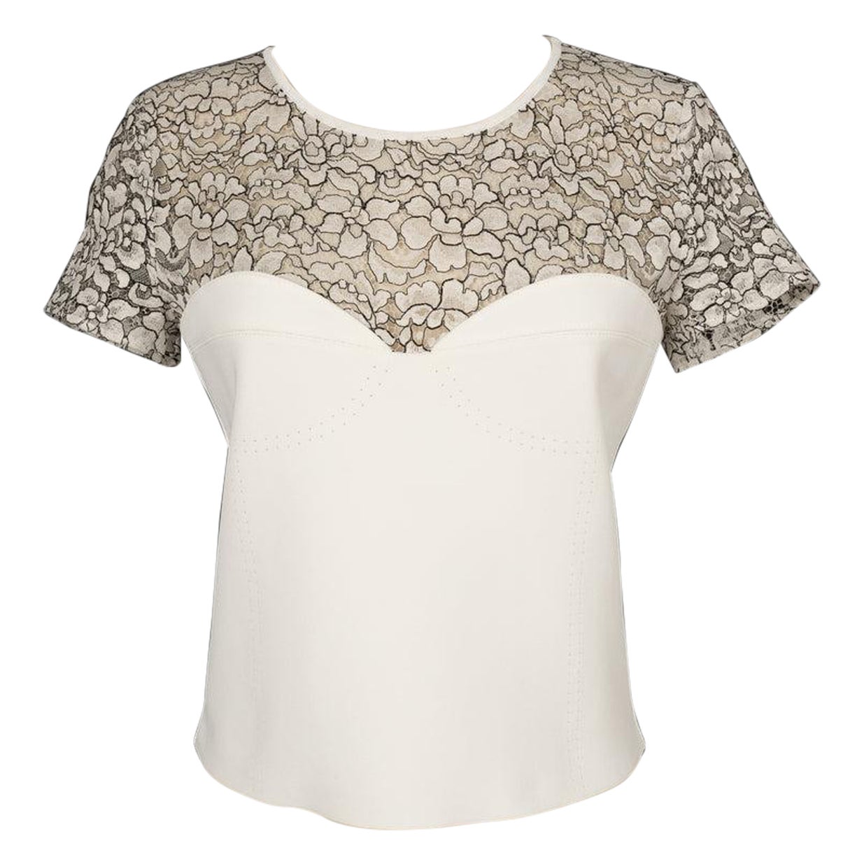 Christian Dior White Top Ornamented with Lace For Sale