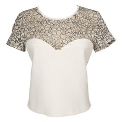 Christian Dior White Top Ornamented with Lace