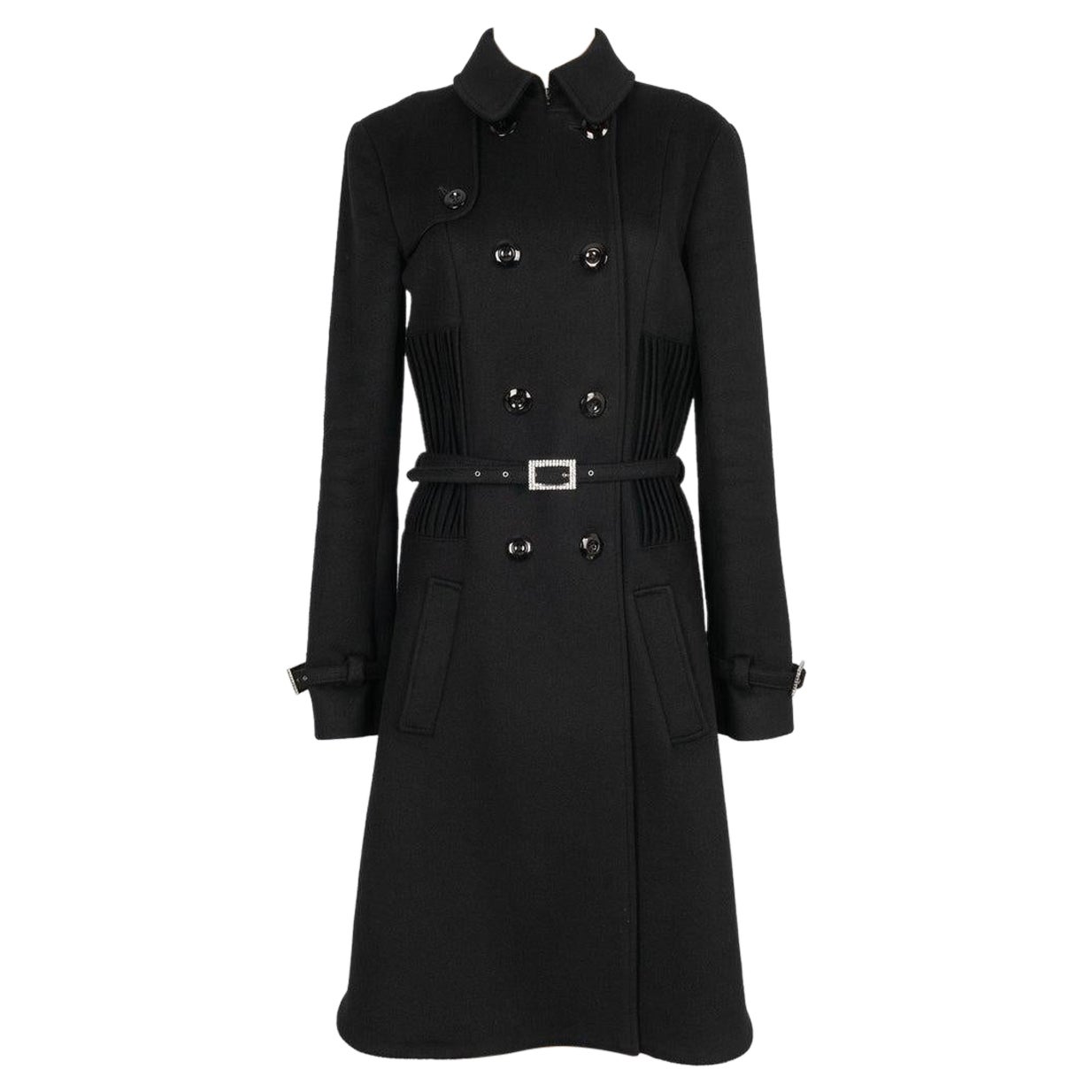 Manteau Dior en cachemire noir doublé de soie, 2007 en vente