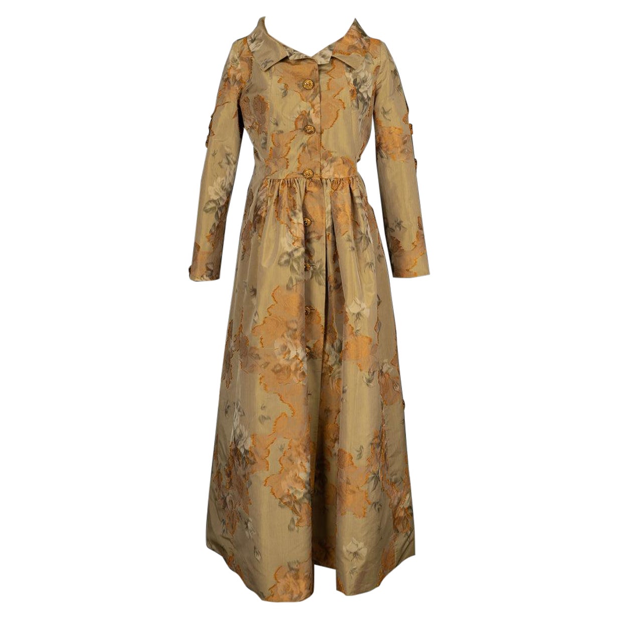 Balmain Ivory Blended Silk Dress Coat For Sale