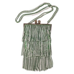 Azzaro Loris Silberne und grüne Lurex-Handtasche aus Mesh