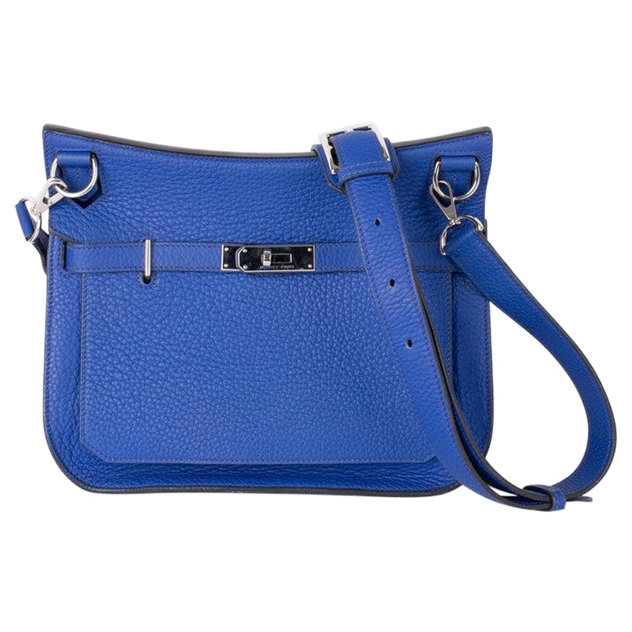 Hermès Blue Leather Bag Jyspsiere, 2012  For Sale