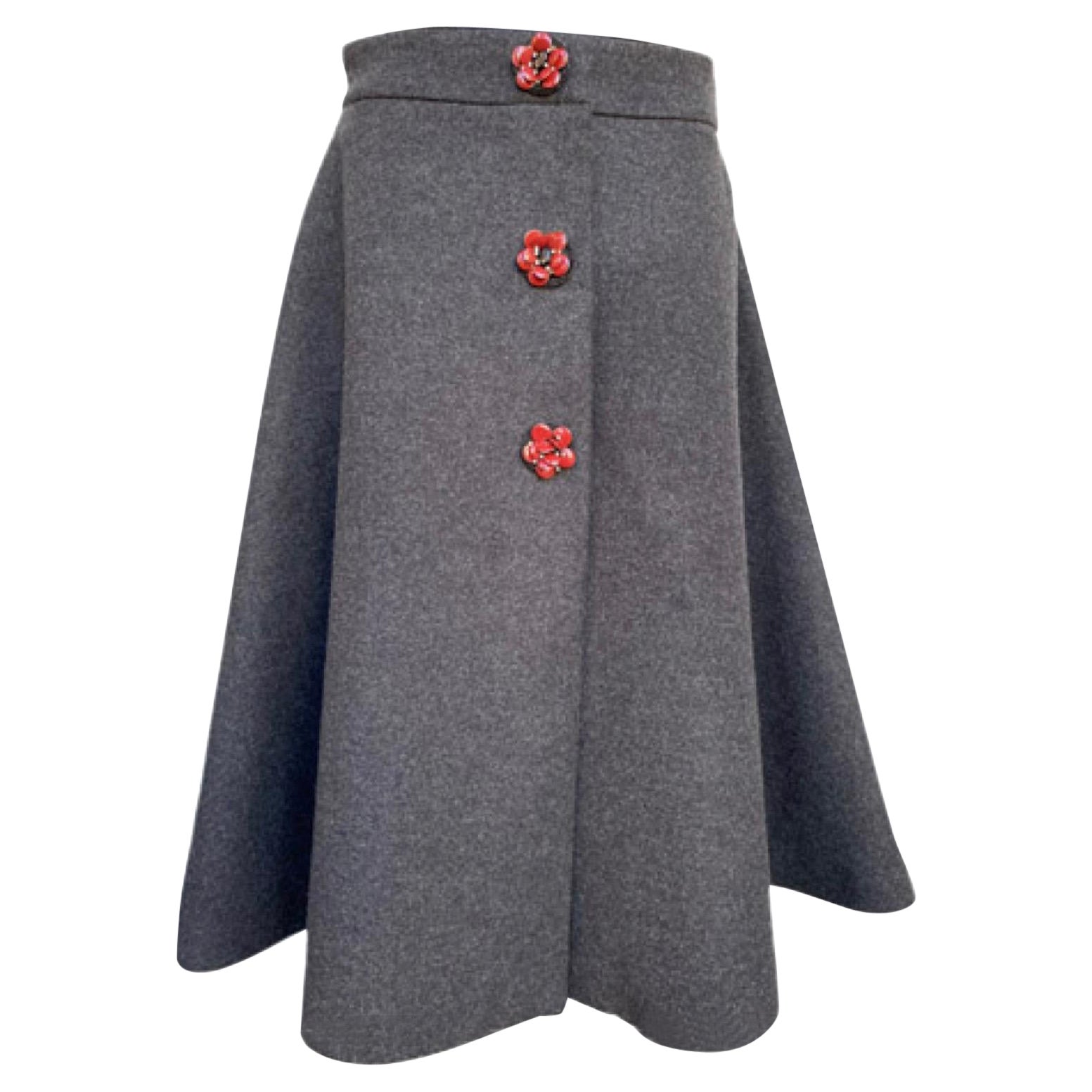MIUMIU A line grey wool Demi Skirt For Sale