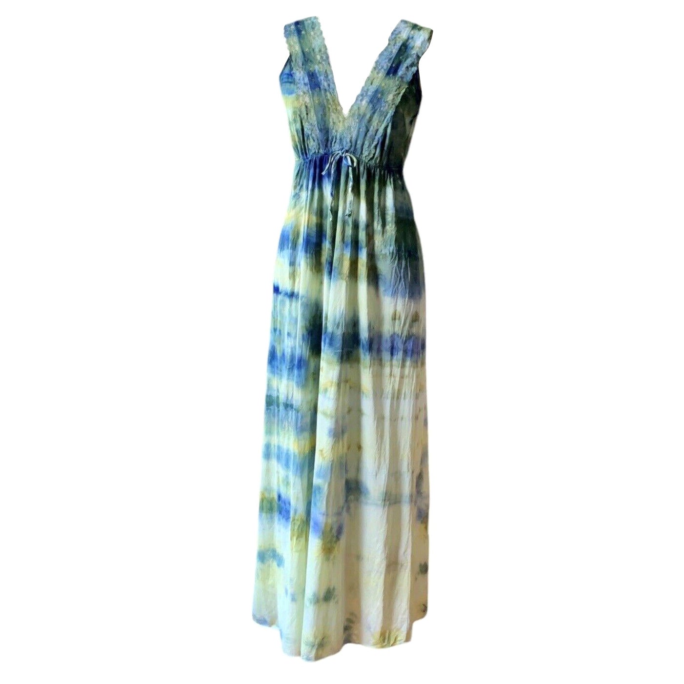 DYED PETALS Vintage Hand Botanically Dyed Tie-Dyed Slip Kleid S/M 36