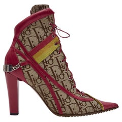 Dior Vintage Monogram Canvas Logo Rasta High Heel Boots (38.5 EU)