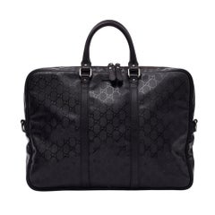 Used Gucci GG Imprime Canvas Black Briefcase Large