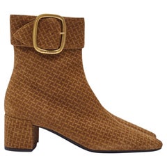 Saint Laurent Suede Leather Braided Print Joplin 50mm Bootie (EU 38)