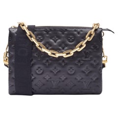 Louis Vuitton Black Lambskin Embossed Monogram Coussin Pm Bag
