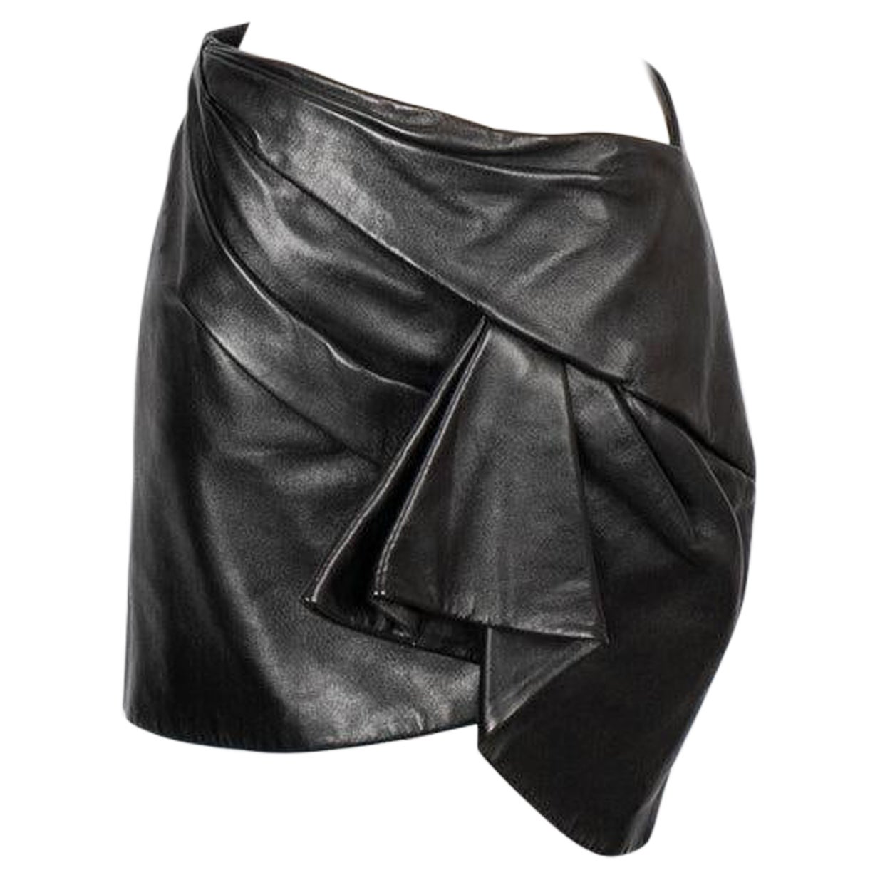 Saint Laurent Black Leather Mini Skirt Fall, 2018 For Sale