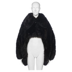 Vivienne Westwood Black Faux Fur Oversized Cropped Jacket, fw 1993