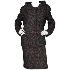 Chanel Red & Navy Wool Skirt Suit sz FR48 4