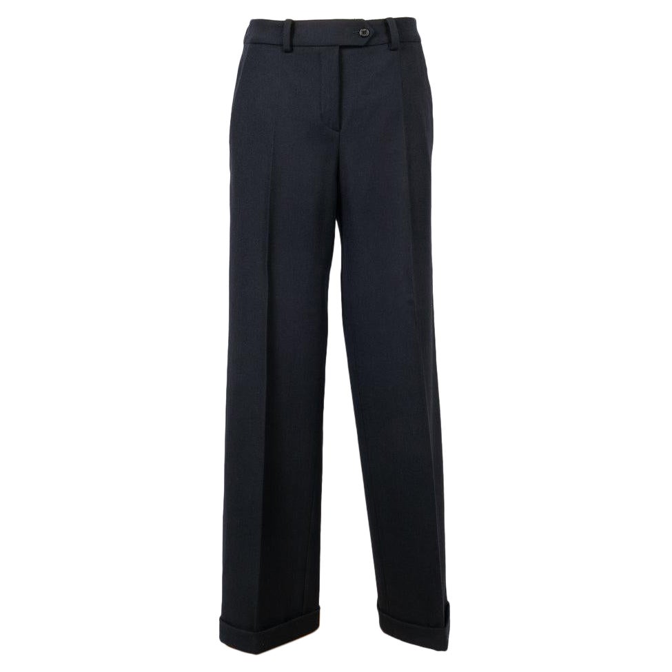 Christian Dior Navy Blue Blended Wool Pants For Sale