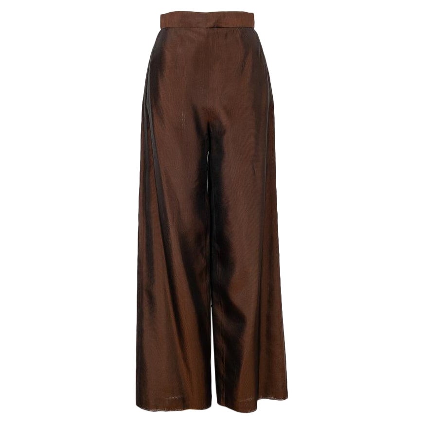 Féraud Brown Seiden-Organdie-Hose im Angebot