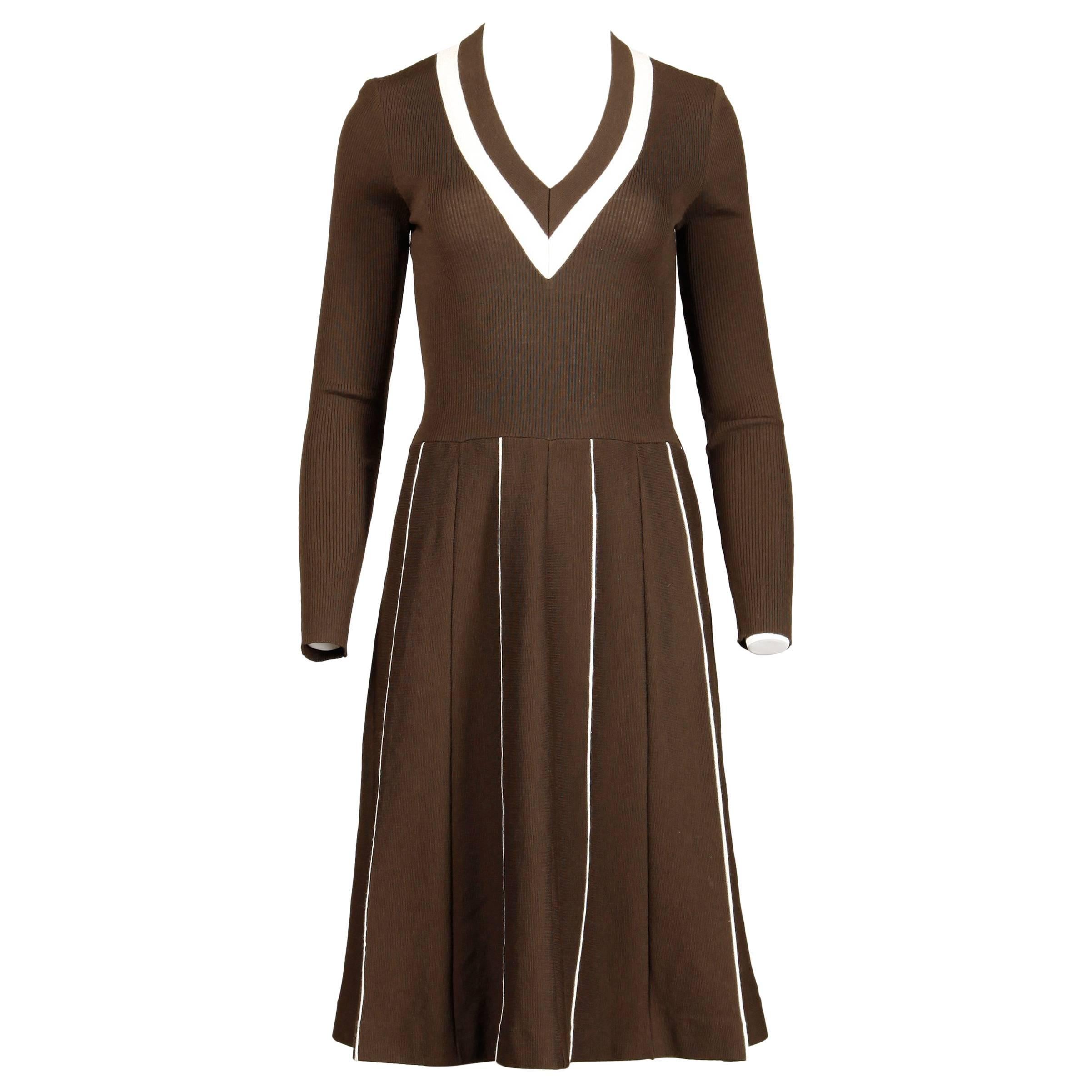 Unworn Crissa 1970s Vintage 100% Wool Brown Knit Dress with Original Tags