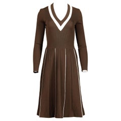 Robe en tricot marron Crissa 1970 Vintage 100% laine:: non portée:: avec étiquettes originales