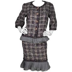 Chanel Purple Tweed Dress and Jacket Set sz FR48 at 1stDibs