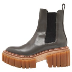 Stella Mccartney Grey Leather Vegan Chelsea Boots Size 37