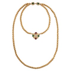Chanel Byzantine Necklace with Golden Metal and Glass Paste, 1984
