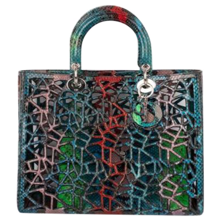 Lady Dior Bag Made of Multicolored Openwork Python, 2014 For Sale