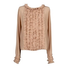 Chanel blouse en soie rose poudre