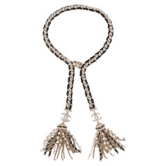 Chanel Silvery Metal Pompom Necklace, 2020