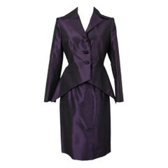 Christian Dior Purple Silk Set of Jacket and Skirt