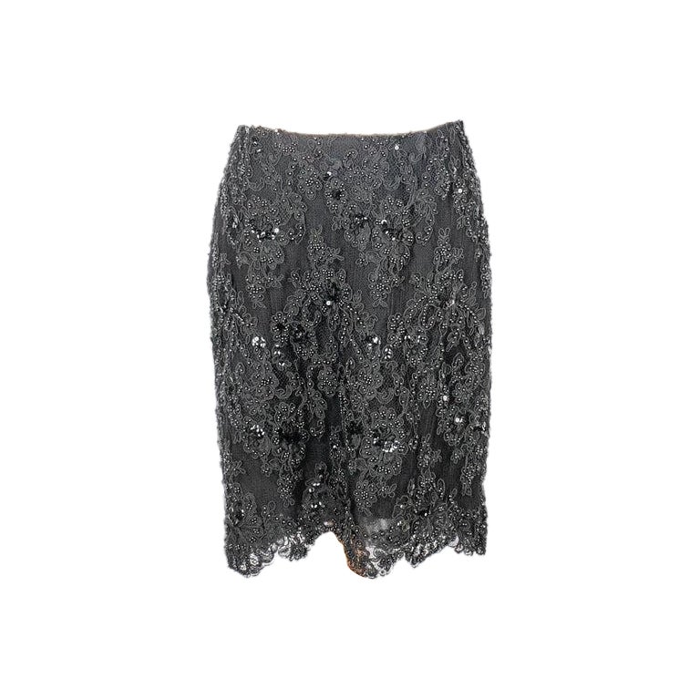 Christian Lacroix Black Lace Skirt  For Sale