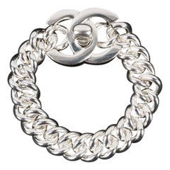 Chanel Silvery Metal Turnlock Bracelet, 1995