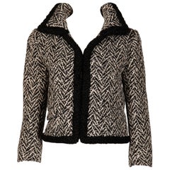 Ben Zuckerman 1960s Vintage Wool Tweed Jacket with Persian Lamb Fur Trim