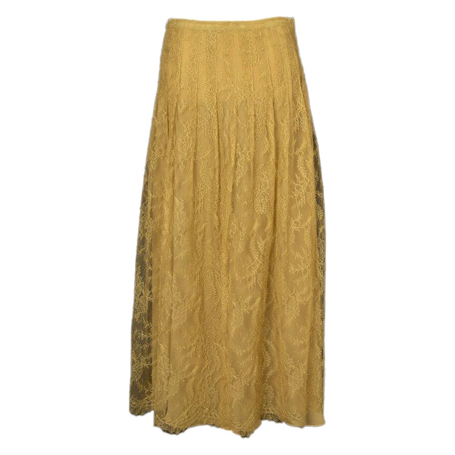 Christian Dior Yellow Tone Lace Skirt For Sale