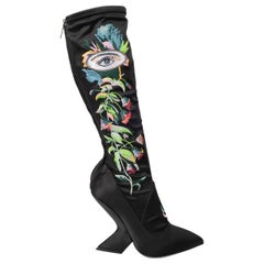 Christian Dior Schwarze Stiefel aus Seiden-Satin, 2013