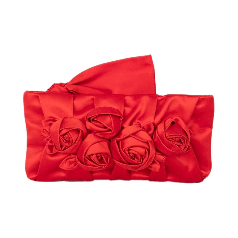 Valentino Red Silk Handbag   For Sale