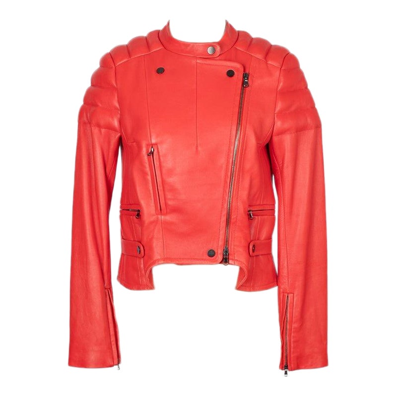 Carven Red Lamb Leather Jacket For Sale
