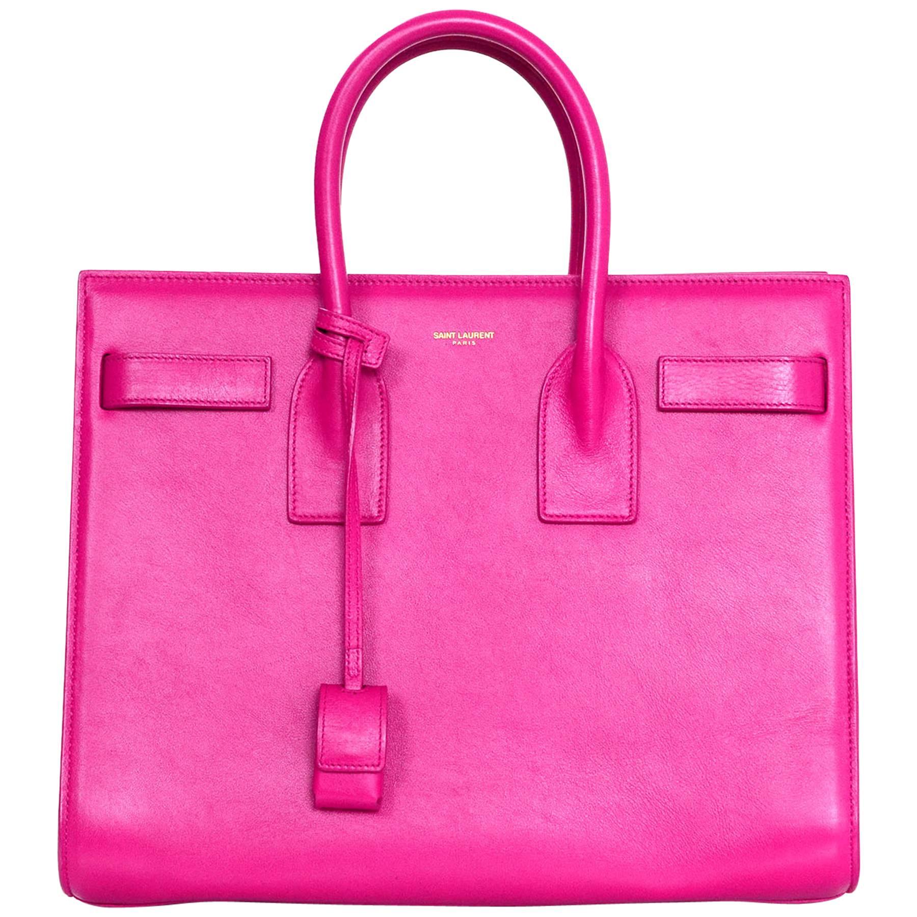 Saint Laurent Pink Small Sac De Jour Tote Bag w/ Strap