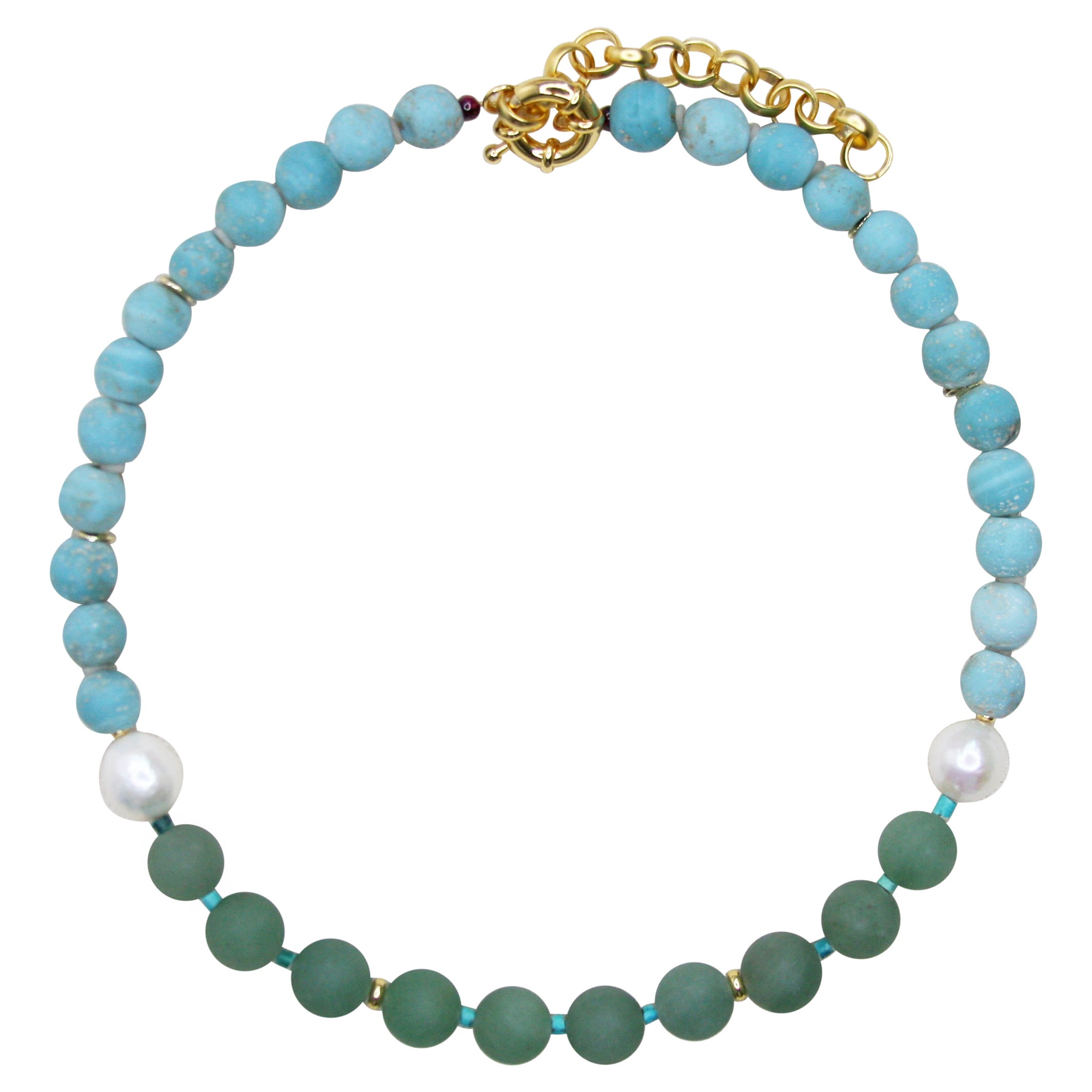 Halskette aus Perlen und Keramikperlen - The Almond Blossoms II von Bombyx House im Angebot