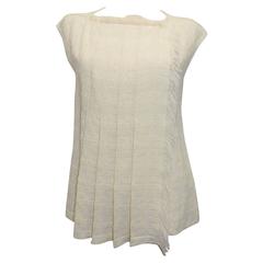 Chanel Ivory wool Tunic   Top Vest  with fringed trim  Sz 46