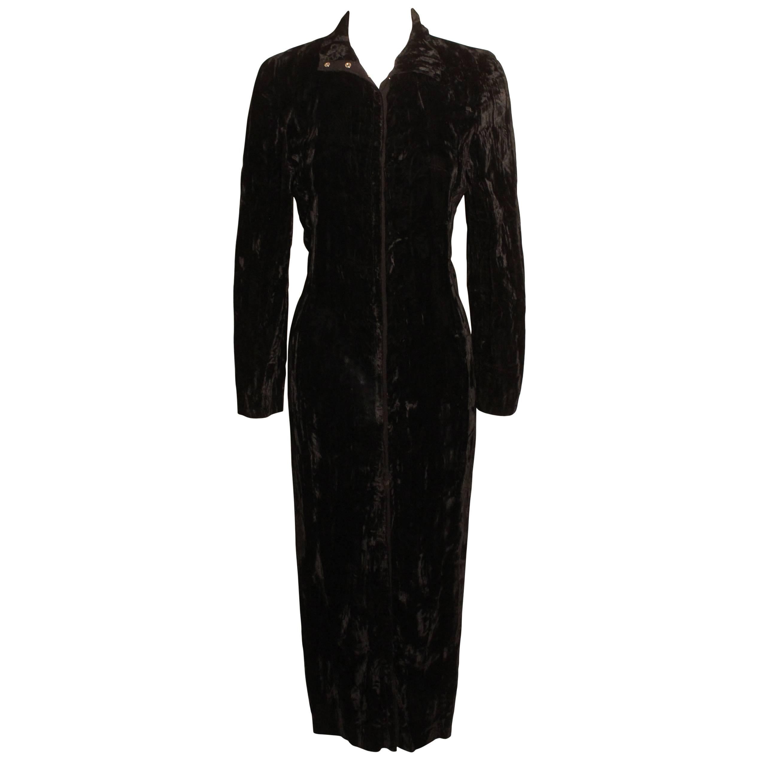 1980s Betsey Johnson Punk Label Long Velvet Dress For Sale