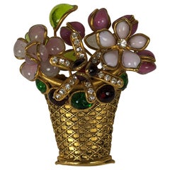 Retro Rare Maison Gripoix Flower Basket Brooch