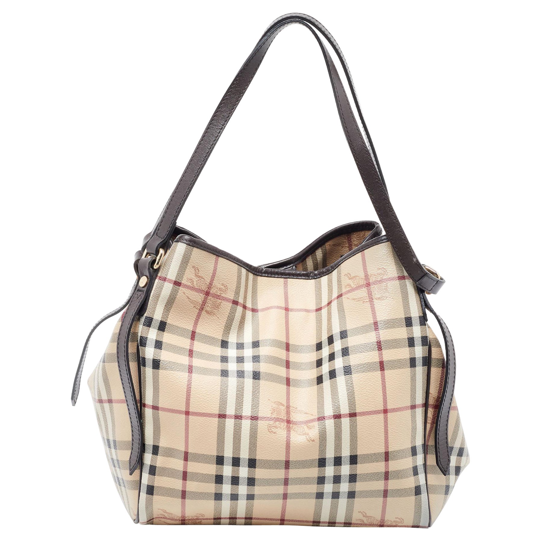 Burberry Haymarket Check Coated Canvas and Leather Small Canterbury Tote For Sale